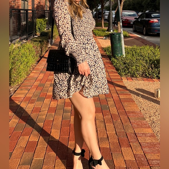 Lulu’s Floral Forever Navy Blue Floral Print Smocked Skater Dress - Picture 3 of 5